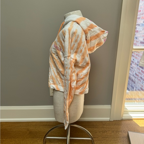 WSLY Pink and Orange Tie-Dye cropped Hoodie with zipper - Picture 2 of 6